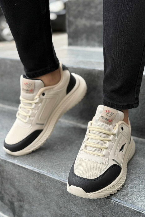 SMALL LOGO PLATFORM SIMPLE MEN SNEAKERS BLACK-BEIGE/ZEBE - 2