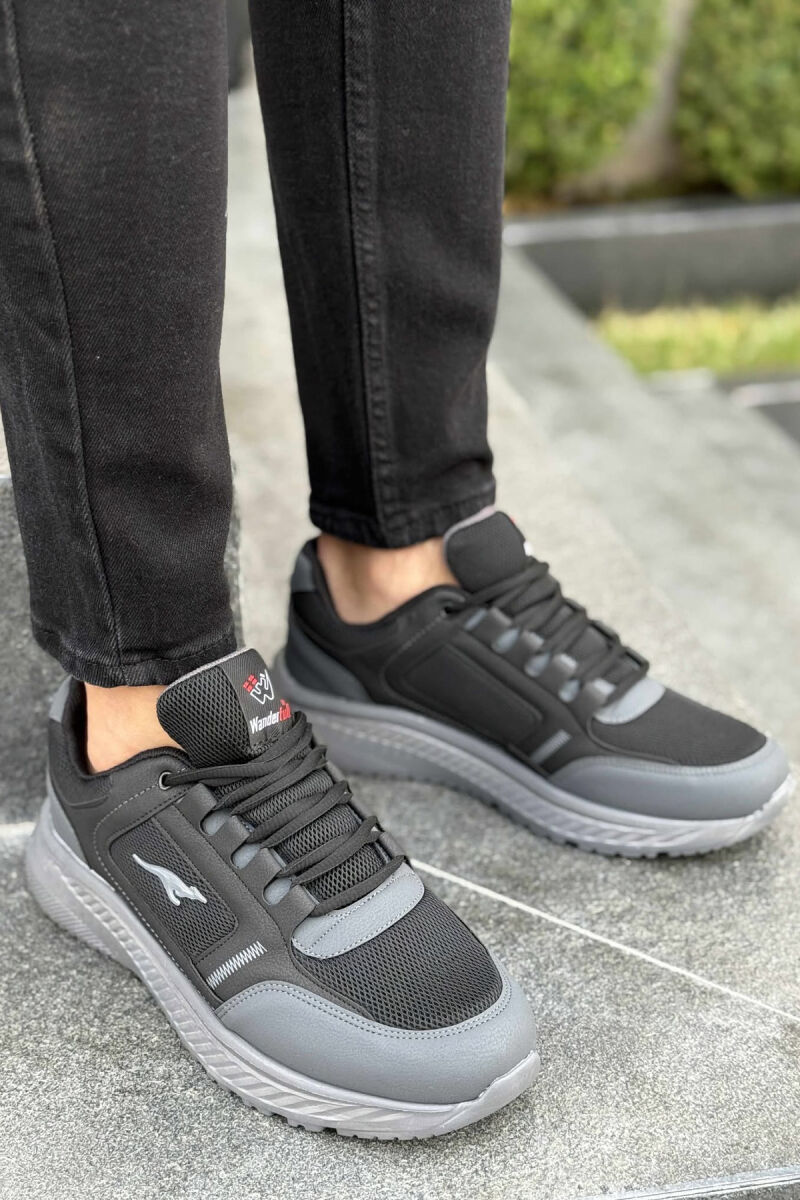 SMALL LOGO PLATFORM SIMPLE MEN SNEAKERS BLACK-GREY/ZEGR - 1