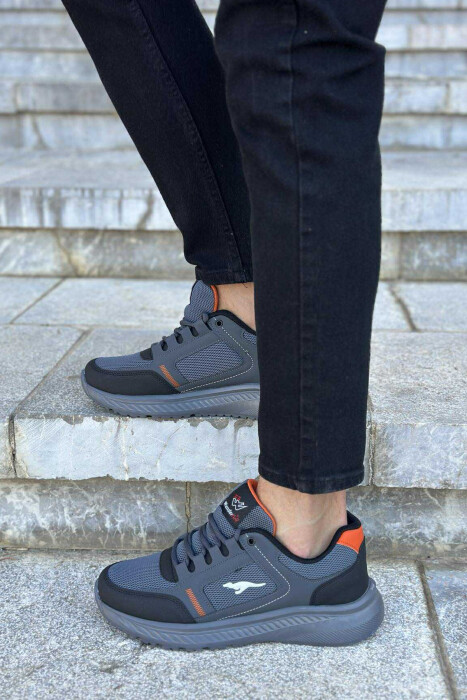 SMALL LOGO PLATFORM SIMPLE MEN SNEAKERS GREY/ORANGE/GRPO - 2
