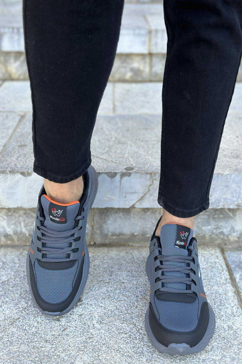 SMALL LOGO PLATFORM SIMPLE MEN SNEAKERS GREY/ORANGE/GRPO - 3