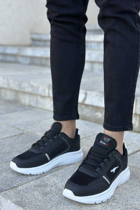 SMALL LOGO PLATFORM SIMPLE MEN SNEAKERS WHITE-BLACK/BAZE - KLAUDIO FASHION