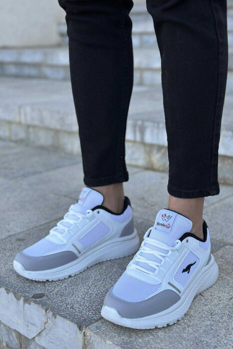 SMALL LOGO PLATFORM SIMPLE MEN SNEAKERS WHITE/GREY-BAGR - KLAUDIO FASHION