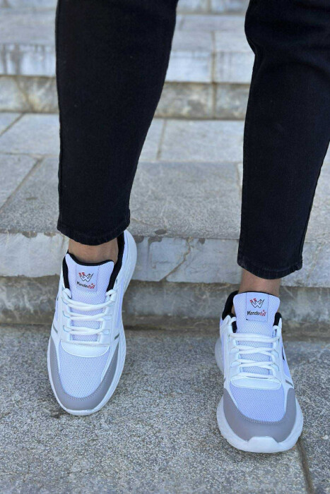 SMALL LOGO PLATFORM SIMPLE MEN SNEAKERS WHITE/GREY-BAGR - 2