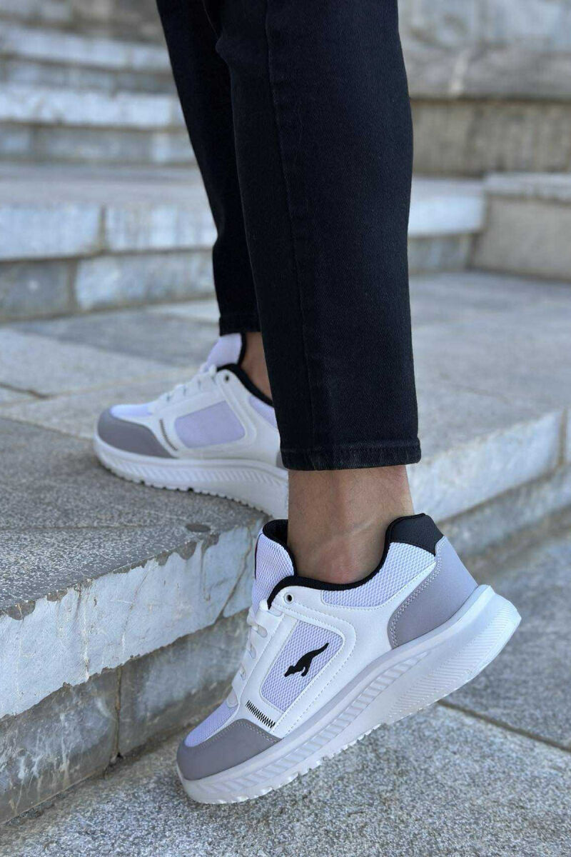 SMALL LOGO PLATFORM SIMPLE MEN SNEAKERS WHITE/GREY-BAGR - 4