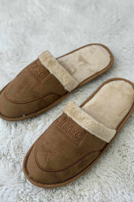 SMALL LOGO SIMPLE MEN SLIPPERS BROWN/KAFE - 2