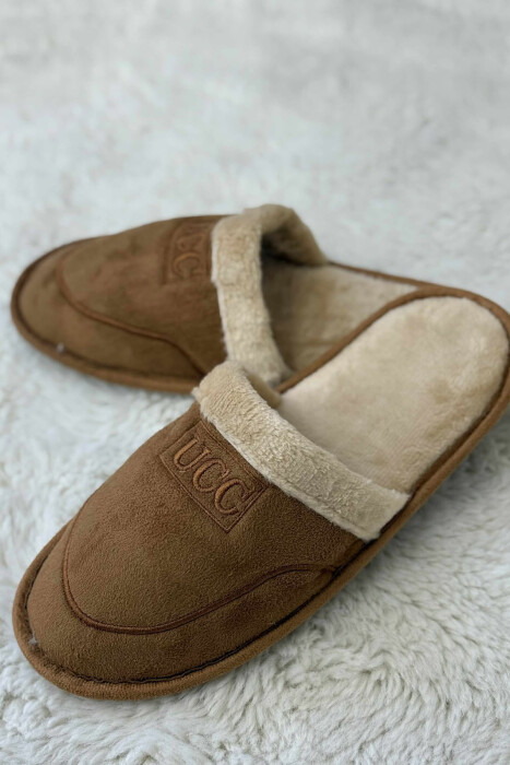 SMALL LOGO SIMPLE MEN SLIPPERS BROWN/KAFE - 3