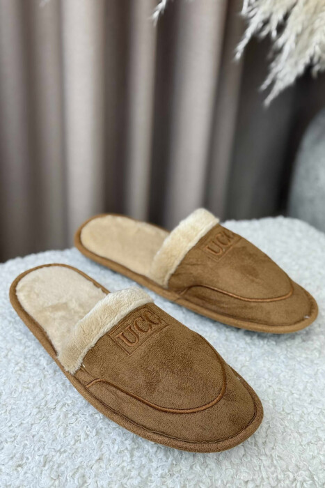SMALL LOGO SIMPLE MEN SLIPPERS BROWN/KAFE - 1