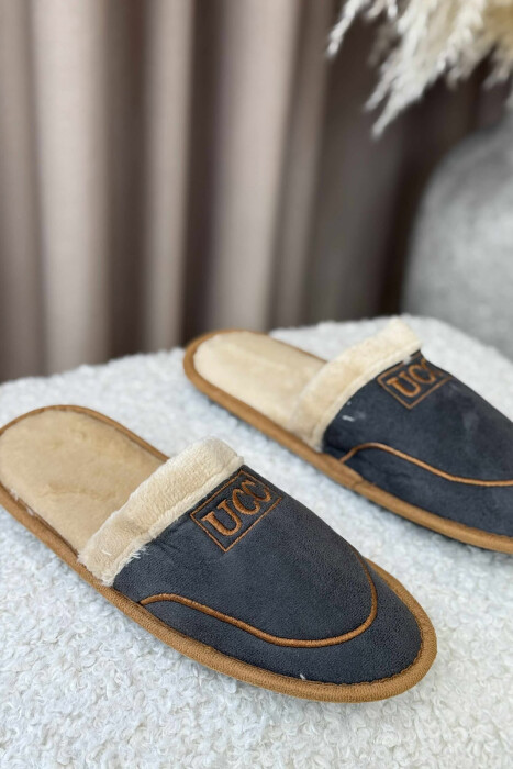 SMALL LOGO SIMPLE MEN SLIPPERS GREY/GRI - 