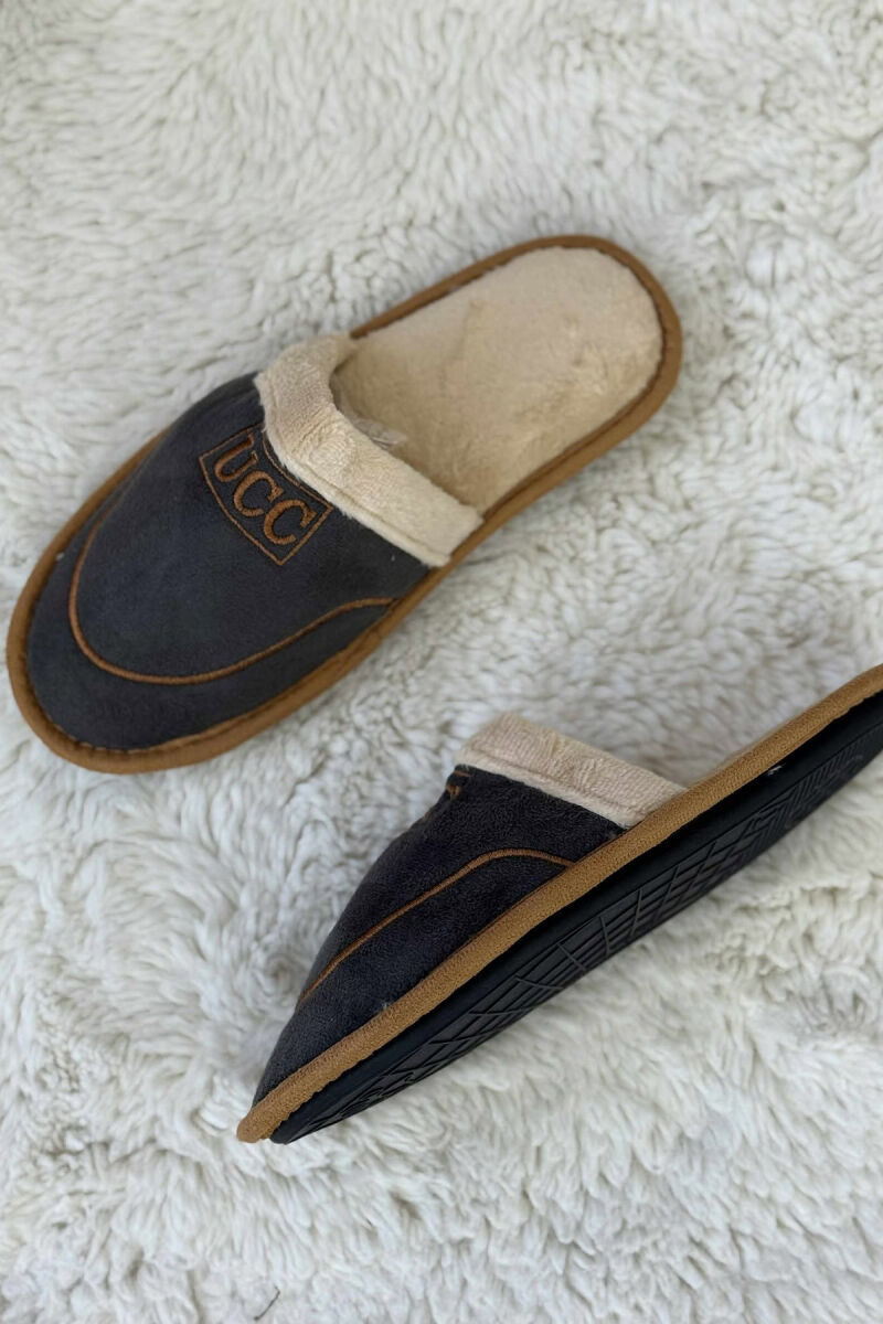 SMALL LOGO SIMPLE MEN SLIPPERS GREY/GRI - 4