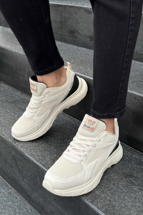 SMALL LOGO SIMPLE MEN SNEAKERS BLACK-BEIGE/ZEBE 