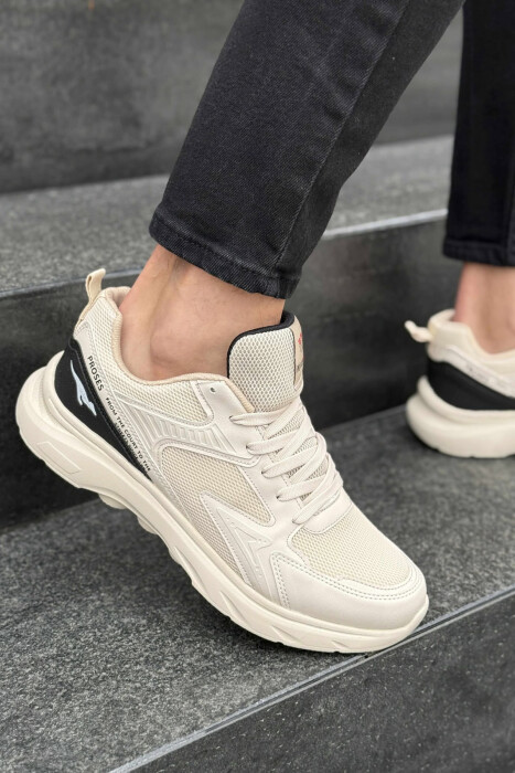 SMALL LOGO SIMPLE MEN SNEAKERS BLACK-BEIGE/ZEBE - 2