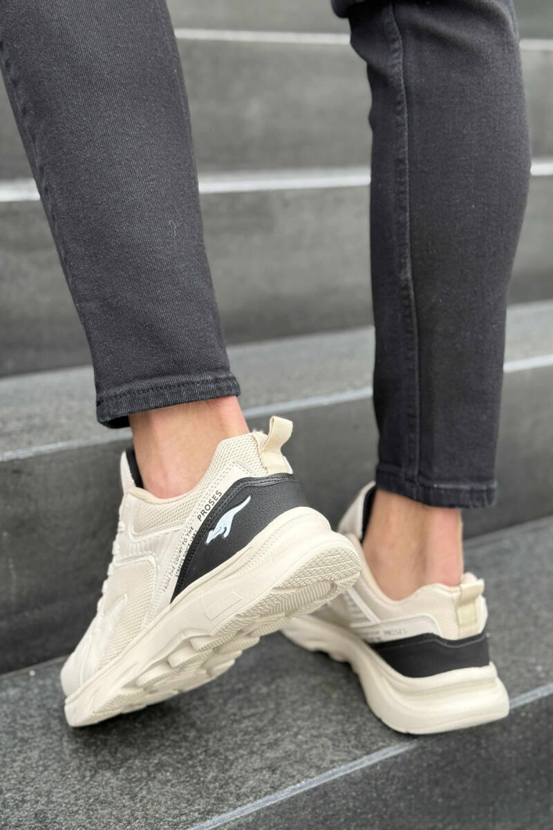 SMALL LOGO SIMPLE MEN SNEAKERS BLACK-BEIGE/ZEBE - 3