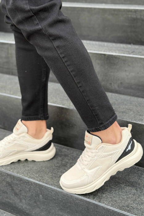 SMALL LOGO SIMPLE MEN SNEAKERS BLACK-BEIGE/ZEBE - 4