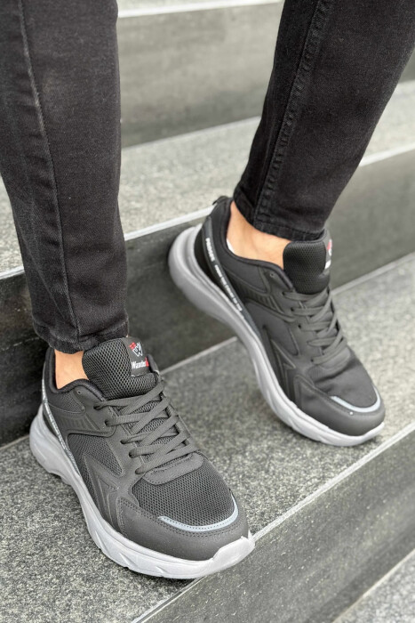 SMALL LOGO SIMPLE MEN SNEAKERS BLACK-GREY/ZEGR - 1