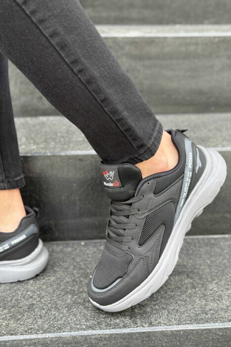 SMALL LOGO SIMPLE MEN SNEAKERS BLACK-GREY/ZEGR - 2