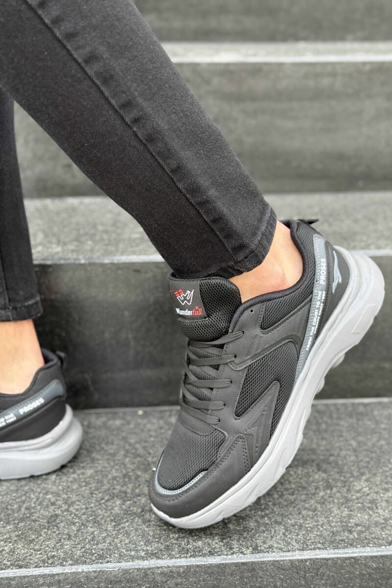 SMALL LOGO SIMPLE MEN SNEAKERS BLACK-GREY/ZEGR - 2