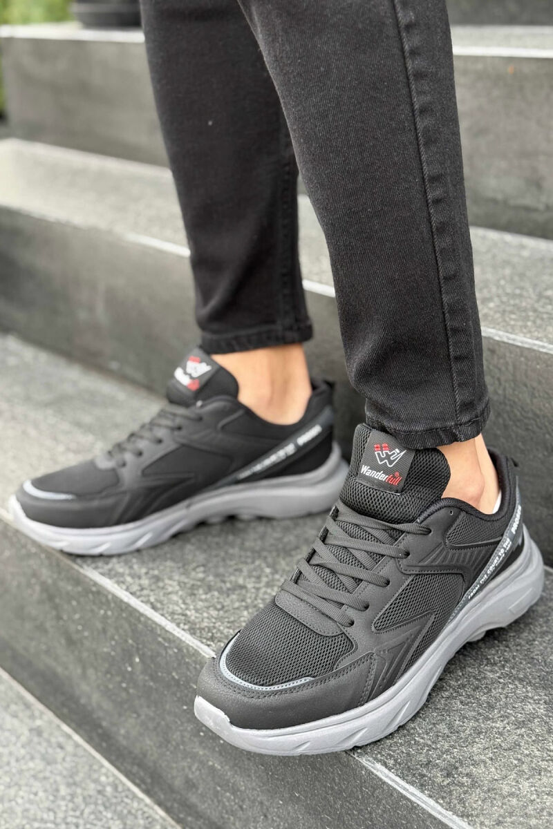 SMALL LOGO SIMPLE MEN SNEAKERS BLACK-GREY/ZEGR - 3