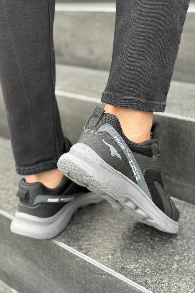 SMALL LOGO SIMPLE MEN SNEAKERS BLACK-GREY/ZEGR - 4