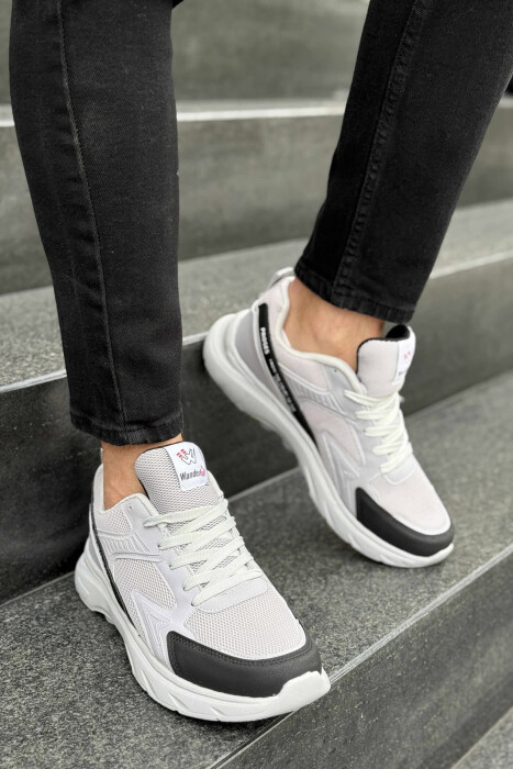 SMALL LOGO SIMPLE MEN SNEAKERS BLACK-LIGHT GREY/ZEGZ - 1