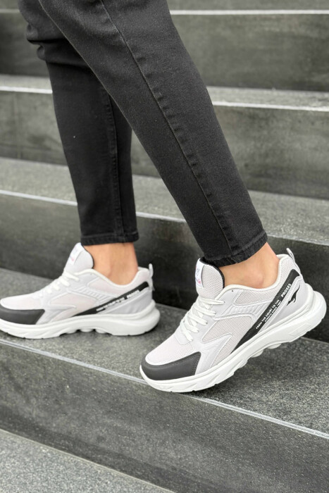 SMALL LOGO SIMPLE MEN SNEAKERS BLACK-LIGHT GREY/ZEGZ - 4