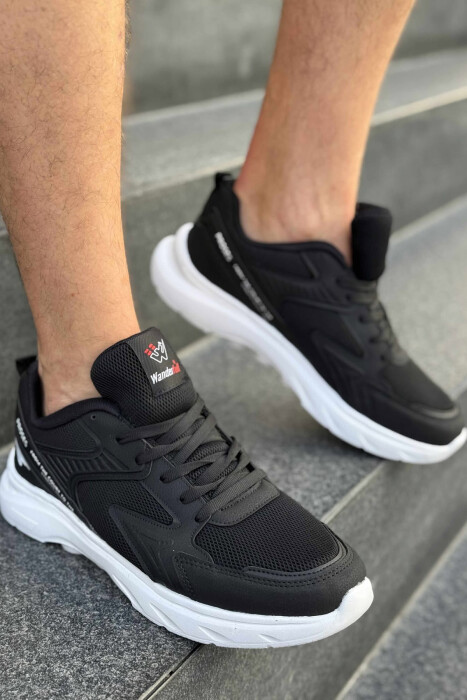 SMALL LOGO SIMPLE MEN SNEAKERS BLACK-WHITE/ZB - KLAUDIO FASHION