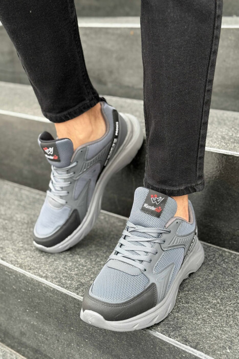 SMALL LOGO SIMPLE MEN SNEAKERS BLACK+DARK GREY/ZEZE+GRI ERRET 