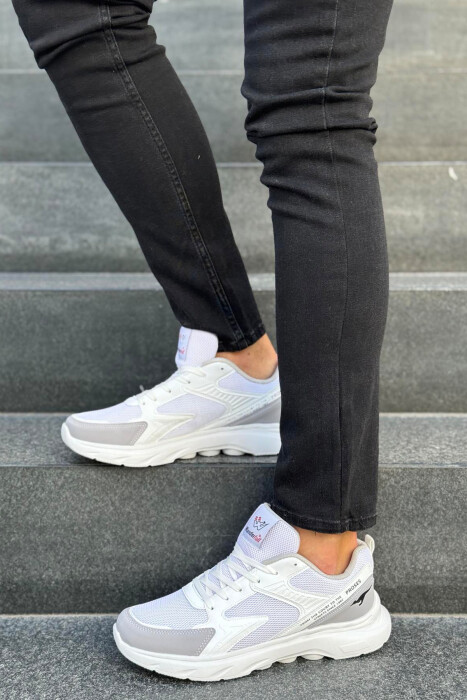 SMALL LOGO SIMPLE MEN SNEAKERS WHITE/GREY-BAGR - KLAUDIO FASHION