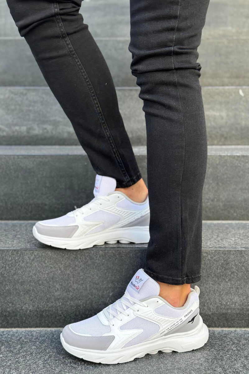 SMALL LOGO SIMPLE MEN SNEAKERS WHITE/GREY-BAGR - 1