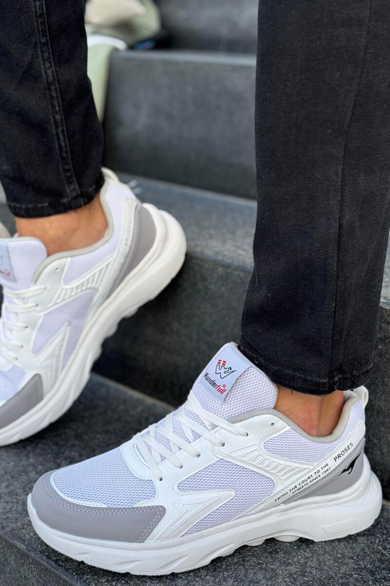 SMALL LOGO SIMPLE MEN SNEAKERS WHITE/GREY-BAGR - 2