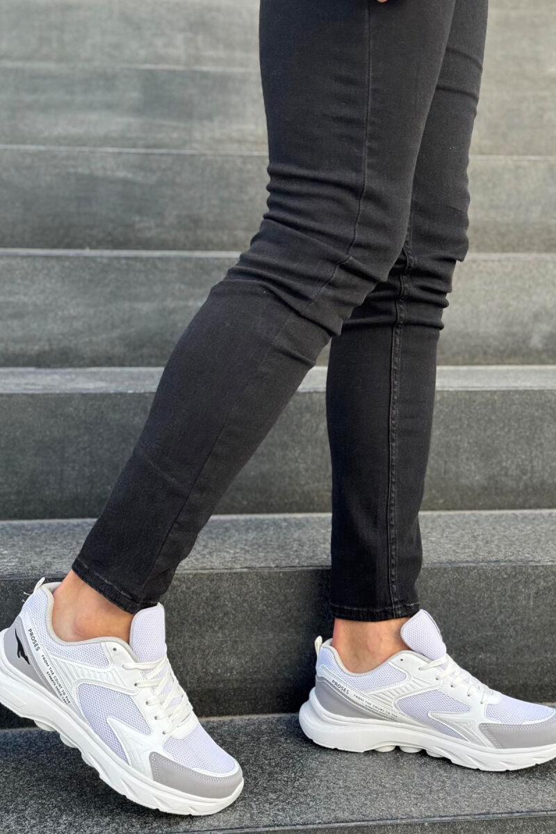 SMALL LOGO SIMPLE MEN SNEAKERS WHITE/GREY-BAGR - 3