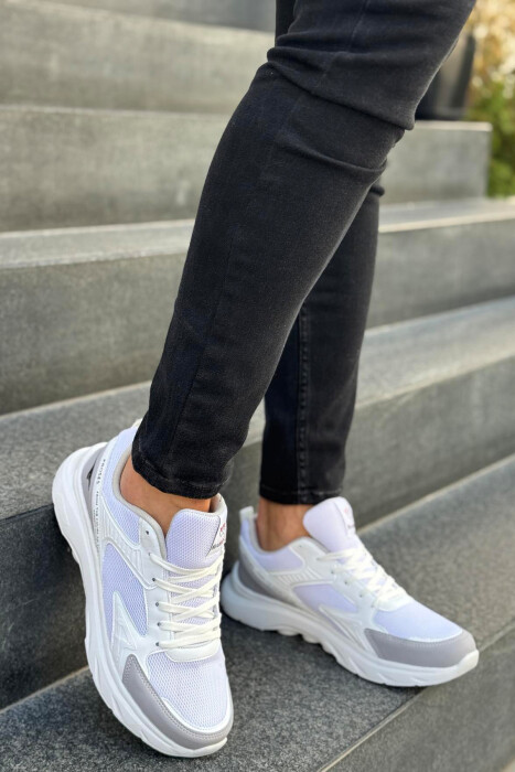 SMALL LOGO SIMPLE MEN SNEAKERS WHITE/GREY-BAGR - 4