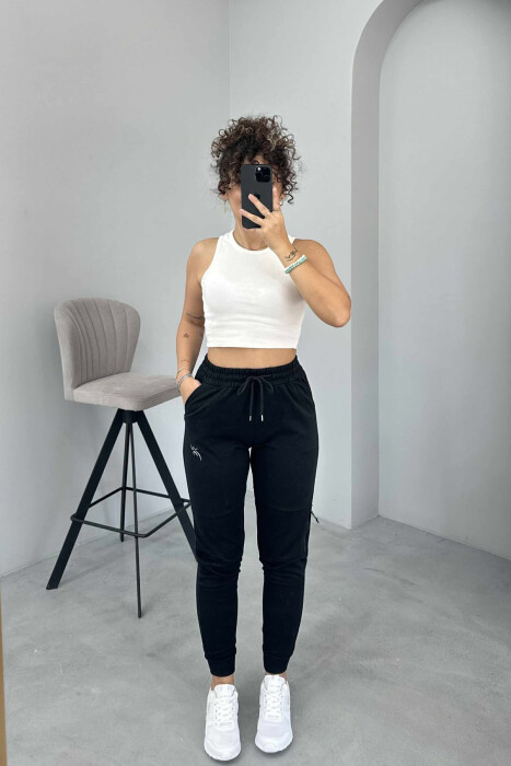 SMALL LOGO SIMPLE WOMEN SWEATPANTS BLACK/ E ZEZE - 3