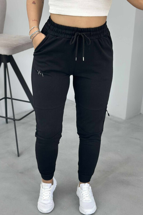 SMALL LOGO SIMPLE WOMEN SWEATPANTS BLACK/ E ZEZE - 4