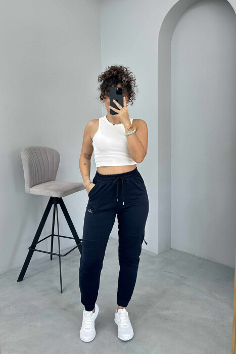 SMALL LOGO SIMPLE WOMEN SWEATPANTS DARK BLUE/BEE 