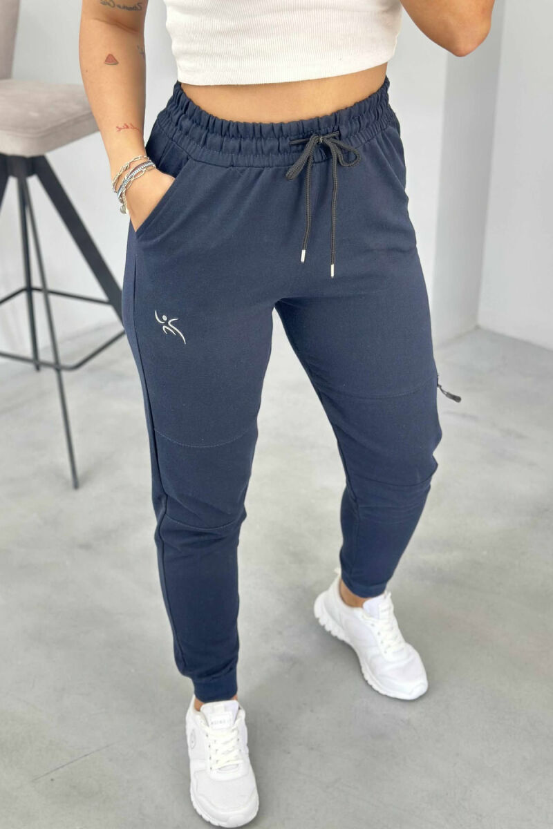 SMALL LOGO SIMPLE WOMEN SWEATPANTS DARK BLUE/BEE - 2