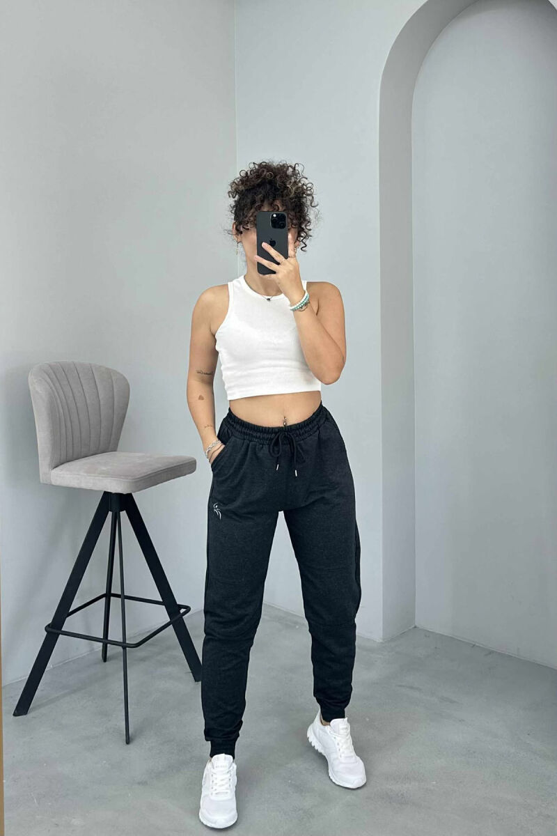 SMALL LOGO SIMPLE WOMEN SWEATPANTS DARK GREY/GEE - 1