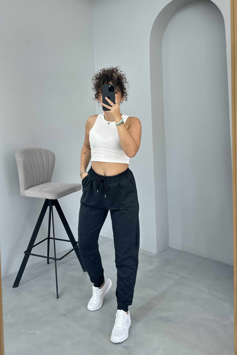 SMALL LOGO SIMPLE WOMEN SWEATPANTS DARK GREY/GEE - 3