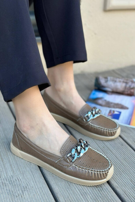 SPACE ONE COLOR WOMAN LOAFERS DARK BROWN/KAE - KLAUDIO FASHION