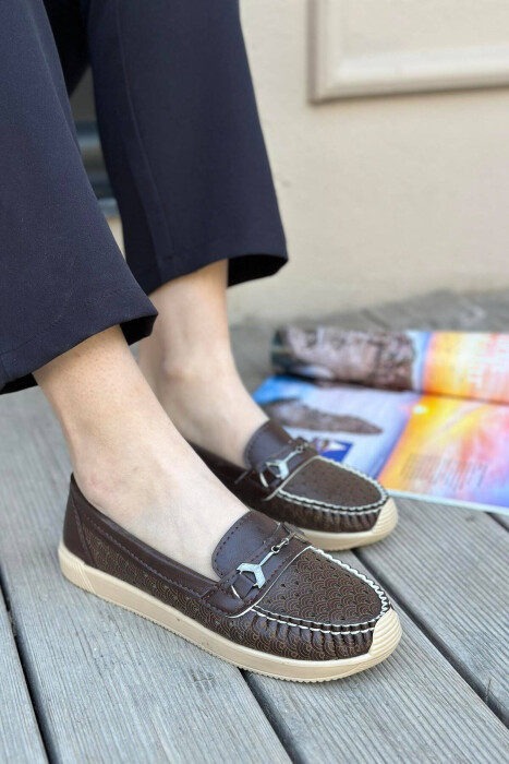 SPACE ONE COLOR WOMAN LOAFERS DARK BROWN/KAE - KLAUDIO FASHION