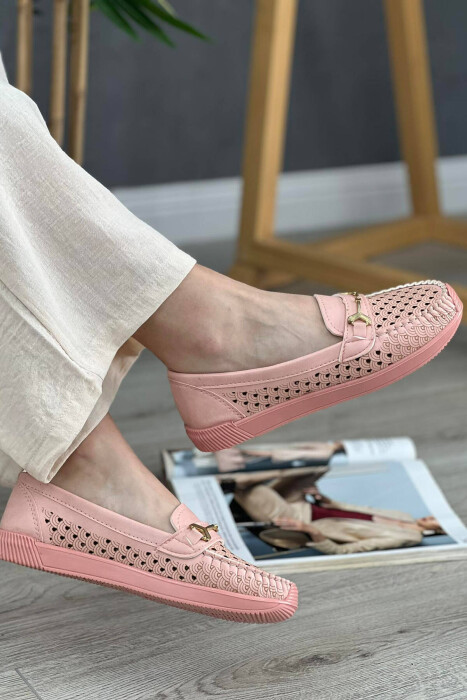 SPACE ONE COLOR WOMAN LOAFERS POWDER/PUDER - KLAUDIO FASHION