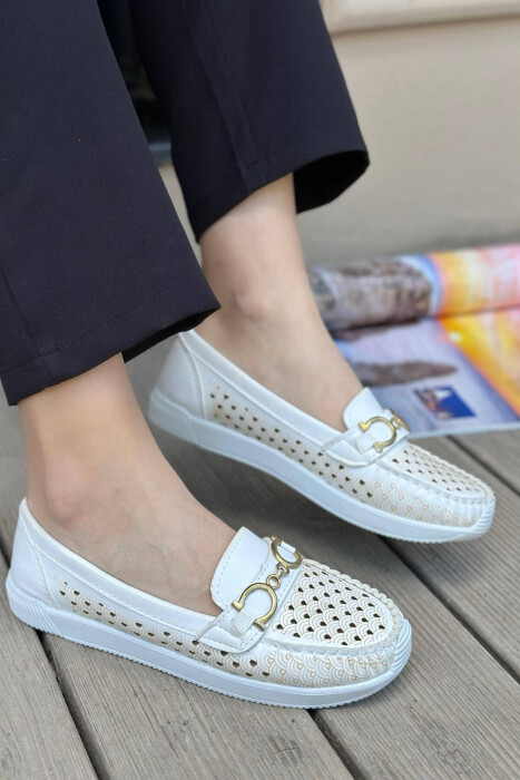 SPACE ONE COLOR WOMAN LOAFERS WHITE-E BARDHE - KLAUDIO FASHION