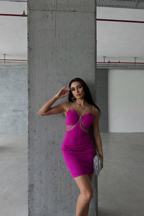 FUSTAN ME DETAJE PËR FEMRA NË NGJYRËN LEJLA - KLAUDIO FASHION