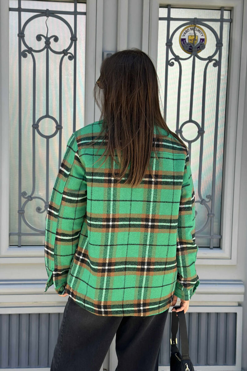 SQUARE DESIGN BUTTONED WOMEN JACKET GREEN/JESHILE - 5