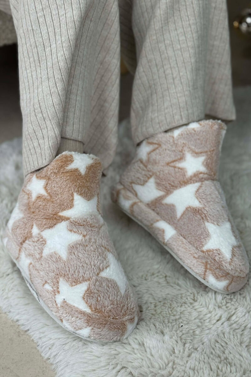 STAR DESIGN WOMAN ANKLE SLIPPERS BEIGE/BEZHE - 1