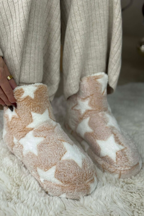 STAR DESIGN WOMAN ANKLE SLIPPERS BEIGE/BEZHE - 4