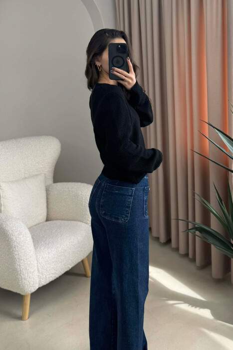 STARFISH BUTTONS SIMPLE WOMEN CARDIGAN BLACK/ E ZEZE - 4