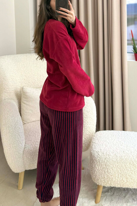 STAY POSITIVE FRONT WRITTINGS WOMEN PYJAMAS BURGUNDY/VISHNJE - 4