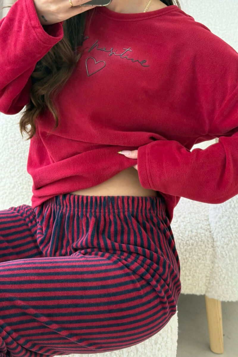 STAY POSITIVE FRONT WRITTINGS WOMEN PYJAMAS BURGUNDY/VISHNJE - 5