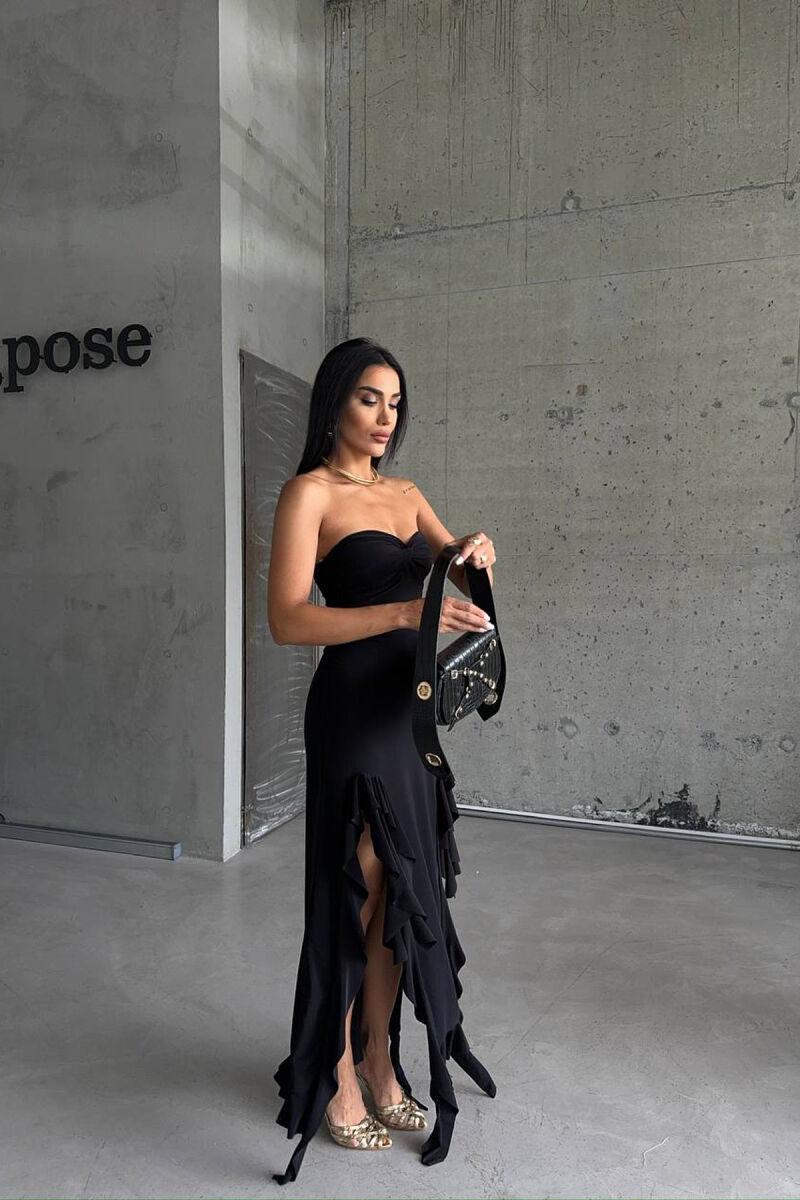 STRAPLESS ONE COLOR LONG WOMEN DRESS BLACK/ E ZEZE - 2