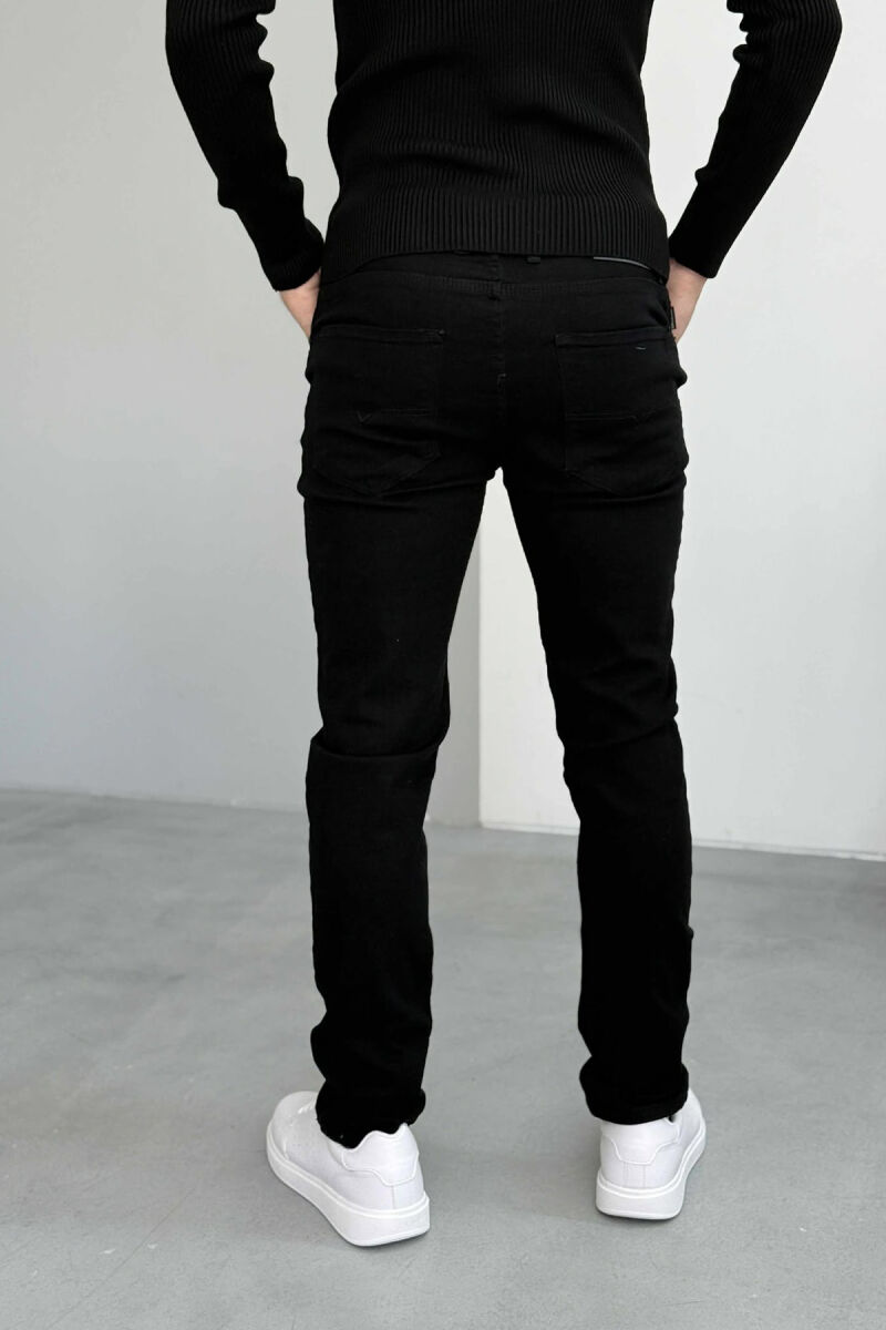 STRETCHY HIDDEN BUTTON FLY MEN JEANS BLACK/ E ZEZE - 4